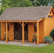 10x18-Board-Batton-Weatherwood-shingles-Light-cedar-siding-doors-and-braces-deep-ebony-4-porch-overhang-9lite-wood-doors-20inch-regular-timber-braces-6inch-high-walls