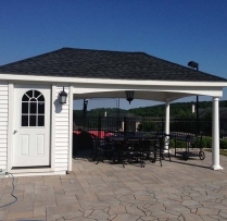 12 x 20 Avalon with optional arch trim boards, pre-hung door.