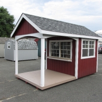 8' x 14' Avalon with T-1-11 Siding, serving counter, Trek porch