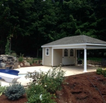 12 x 20 Avalon, options seen 1 extra 11 lite door, hip roof