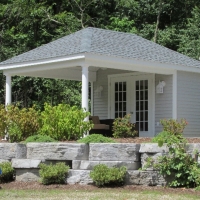 12x18 Avalon with vinyl siding, 15 lite prehung doors