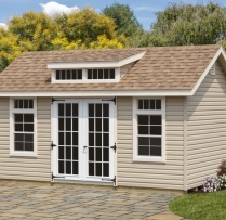 10x16 New England Elite 2 Window TransomDormer Transom Windows above Windows Upgraded 15 Lite Doors Vinyl Siding