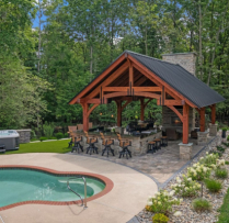 20x30 Grand Teton Timber Frame Pavilion in Pasadena MD - 20x30 Grand Teton Timber Frame Pavilion in Pasadena MD, Poolside