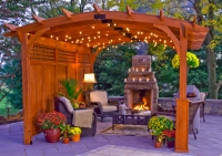 12' x 17' Pergola Hearthside Privacy Wall