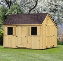 10x12 Garden Shed Brown Shingles, Extra Single Door, Vents