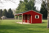 10' x 24' Two Stall Horse Barn Red
