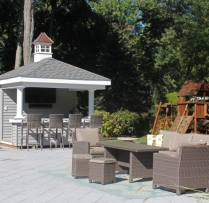 12x12 Siesta with vinyl siding, 3' over hang and 18" house coupola with windows and concave copper top