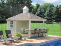 10x12 Siesta with T-1-11 siding, U shaped bar, 18" hilton concave copper top coupola