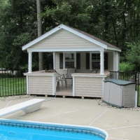 12x16 Siesta with vinyl siding and custom double L bar layout