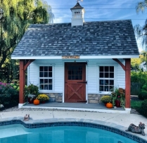 Custom-Livingston-poolhouse-trek-proch-post-and-beam-posts-single-12-lite-pine-door