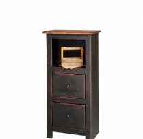 HB-22-A-2 4' Narrow Bookcase with 2 Drawers 22wx47hx14d