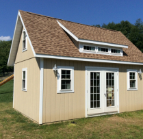 14x20 Patriot 2 Story 12 Pitch 2 Full Glass Doors 6 Insulated windows 24x36 Windows 12ft Shed House Dormer 3 window 3 window Transom Dormer