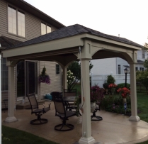 10x12 Almond Vinyl Pavilion with EZ Shade Side Curtain