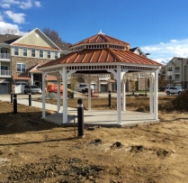 18' Octagon Vinyl Gazebo, Copper Penny Standing Seam Metal Roof